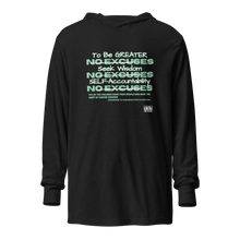Load image into Gallery viewer, NO EXCUSES v2 Hooded long-sleeve tee