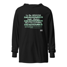 Load image into Gallery viewer, NO EXCUSES v2 Hooded long-sleeve tee
