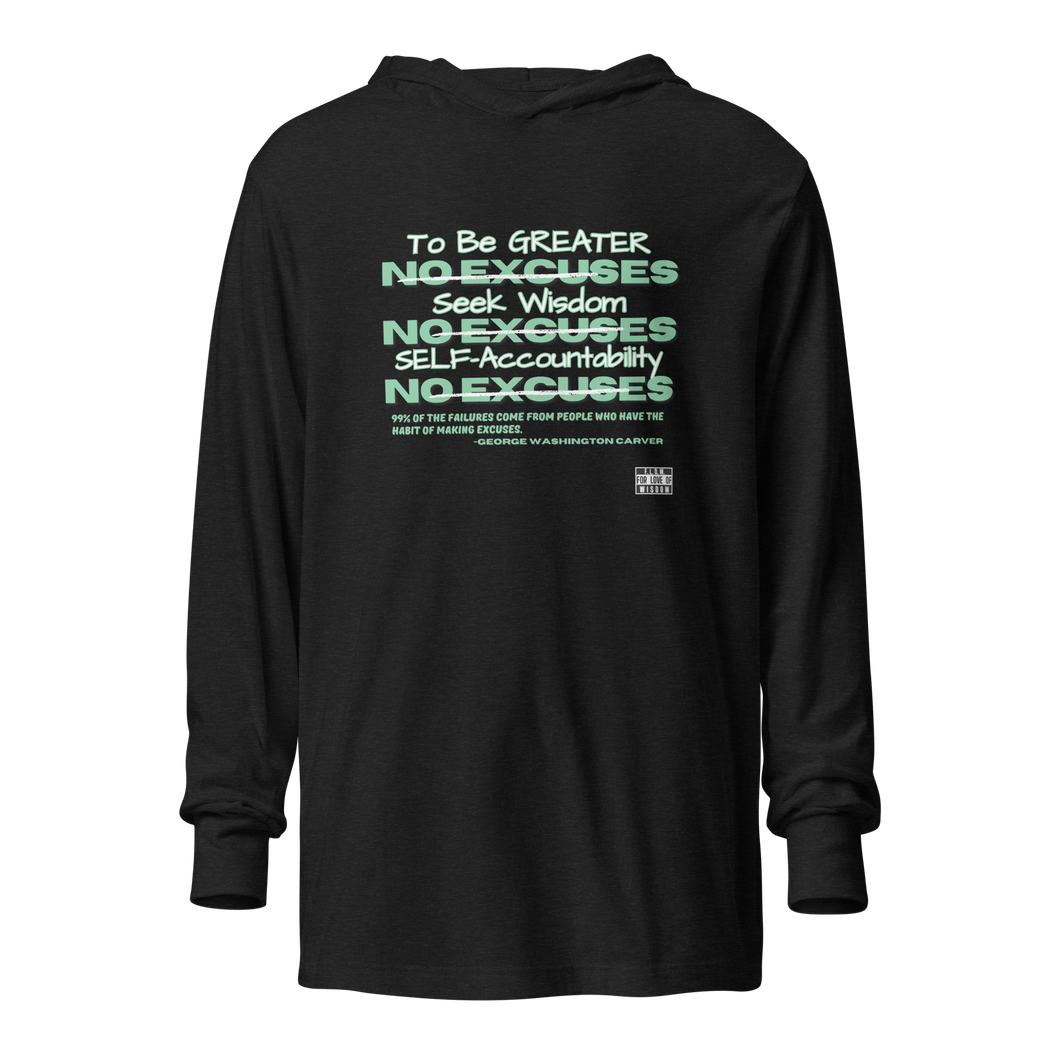 NO EXCUSES v2 Hooded long-sleeve tee