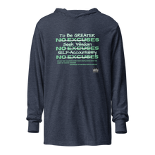 Load image into Gallery viewer, NO EXCUSES v2 Hooded long-sleeve tee
